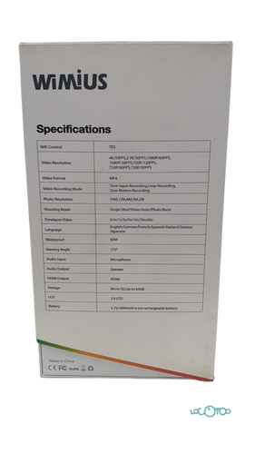 Videocámara Deportiva WIMIUS 4K ULTRA HD HD